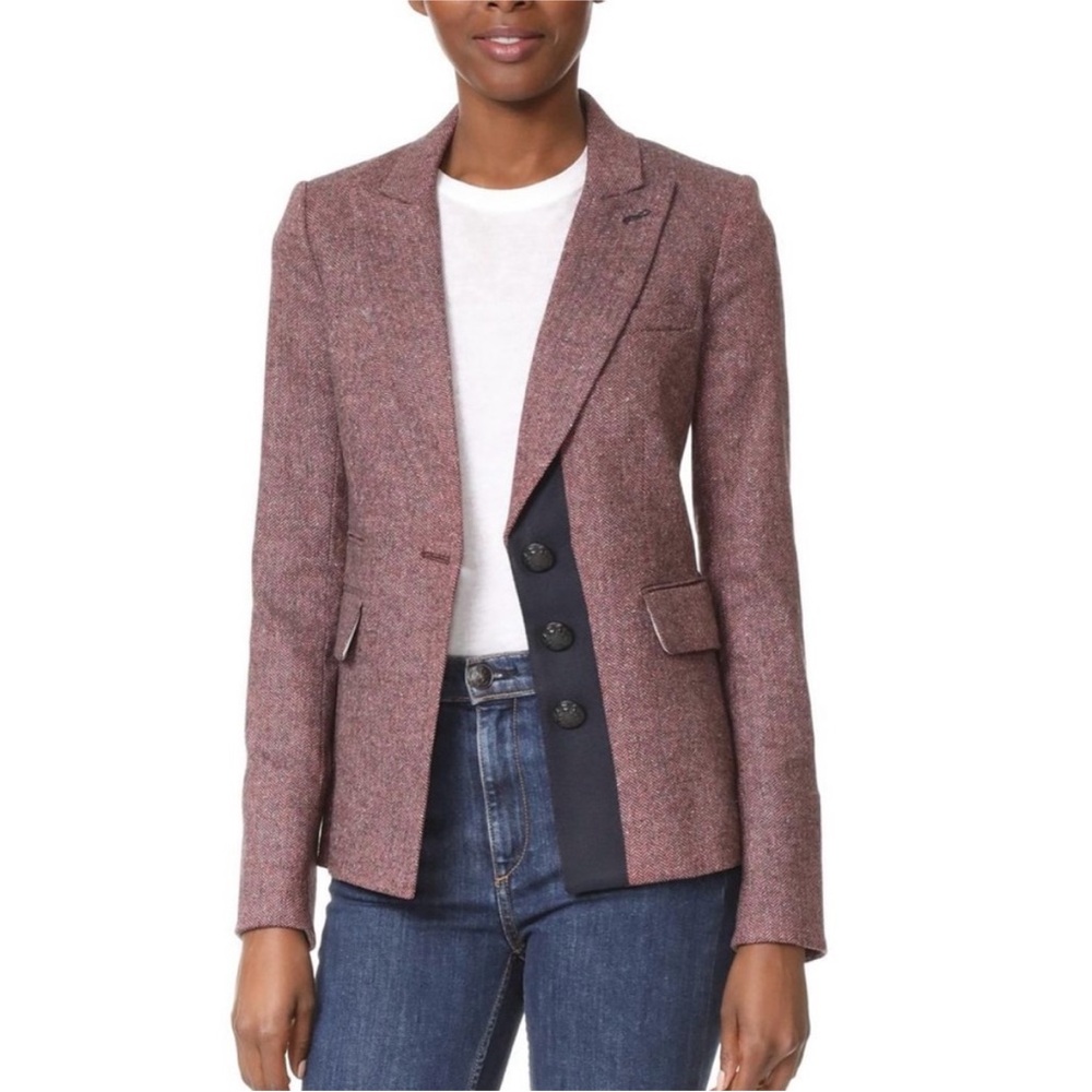 Trade or Sell Veronica Beard Blazer Burgundy Black Herringbone
Dickey Jacket